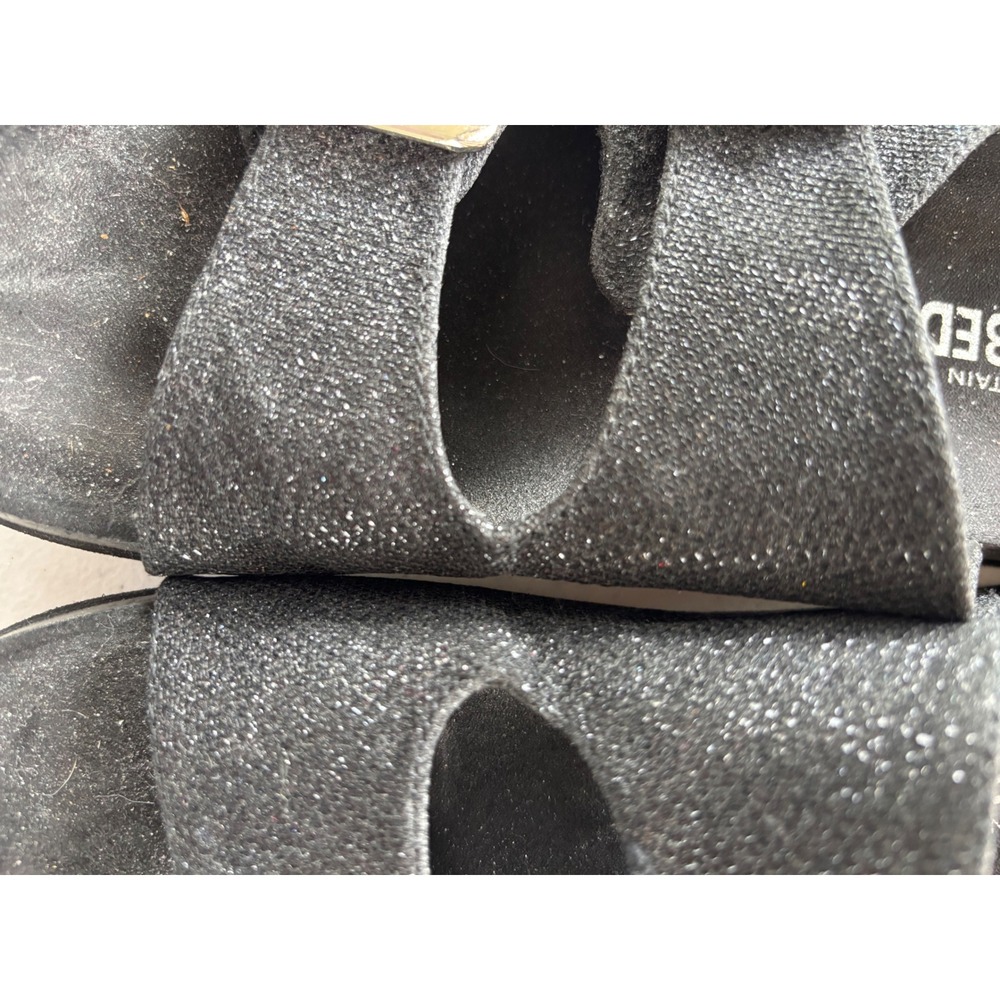 White Mountain Footbeds Black Glitter Double Strap Buckle Slide Sandals Womens 7 - Picture 2 of 7